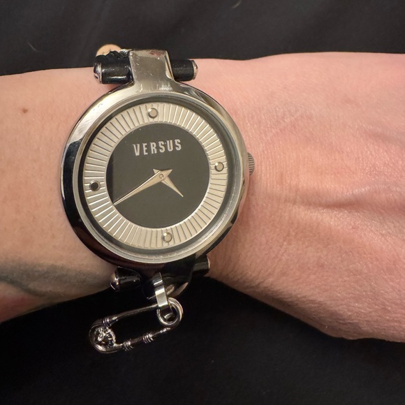 BNWTVersus Versace Black and Silver Timepiece